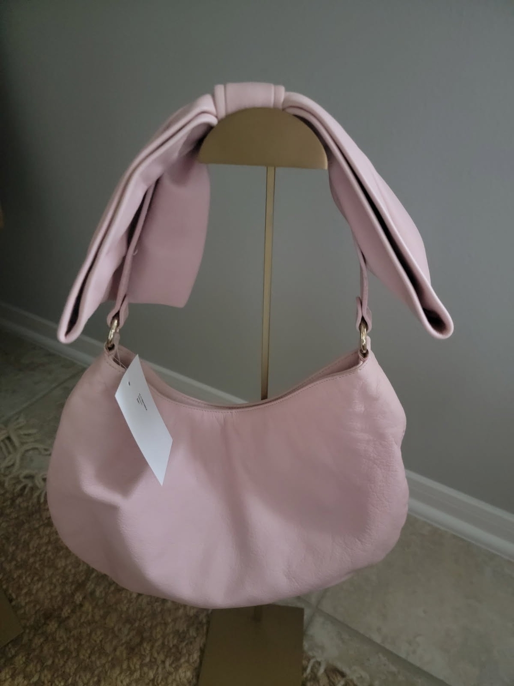 RED VALINTINO, Soft Pink Leather Maxi Bow Slouchy Shoulder Hobo Bag** Like NEW * - Picture 5 of 5